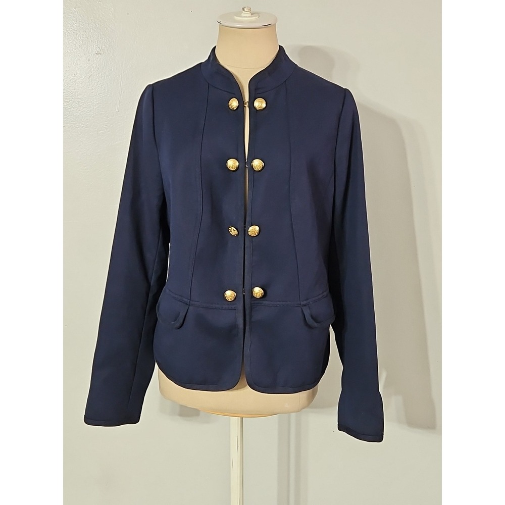 Talbots Navy Blue Military Jacket Gold Buttons Size 8 - Picture 3 of 9